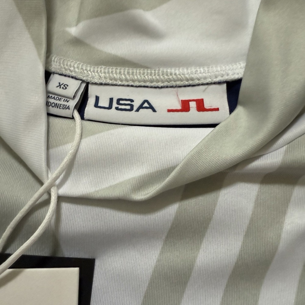 J Lindeberg Yvette Top Womens XS Golf Shirt USA Olympics White Gray Blue New - Picture 5 of 13